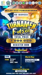 Peringati Milad ke-28, STIE Pembangunan Tanjungpinang Helat Turnamen Futsal Pelajar se-Kepri