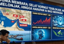 Dunia Membara: Selat Hormuz Terblokade, Minyak Melonjak, hingga Harapan AI bagi Indonesia Infografis berita dunia membara: blokade Selat Hormuz, harga minyak melonjak, dan investasi AI Nvidia-Amazon di Indonesia.