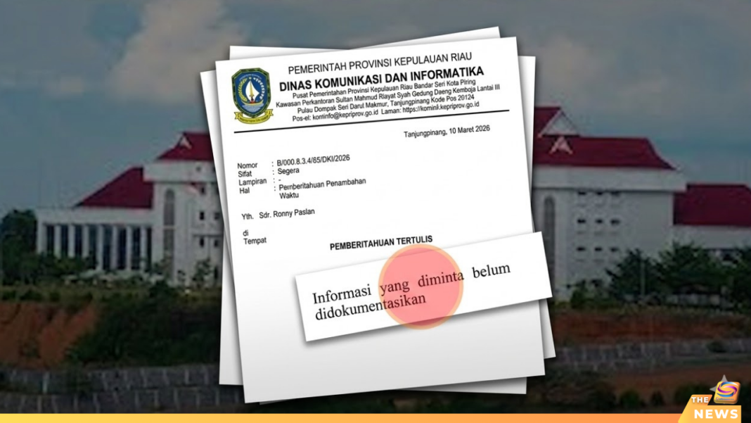 Tangkapan layar surat resmi PPID Pemprov Kepri yang menahan data temuan LHP BPK 2024 dengan alasan belum didokumentasikan.