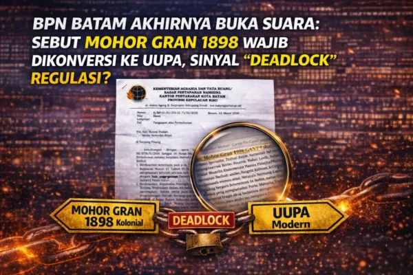 BPN Batam Akhirnya Buka Suara: Sebut Mohor Gran 1898 Wajib Dikonversi ke UUPA, Sinyal “Deadlock” Regulasi?