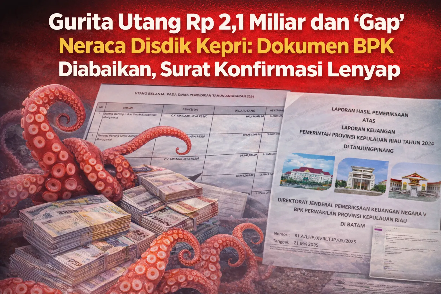 Gurita Utang Rp 2,1 Miliar dan ‘Gap’ Neraca Disdik Kepri: Dokumen BPK Diabaikan, Surat Konfirmasi Lenyap