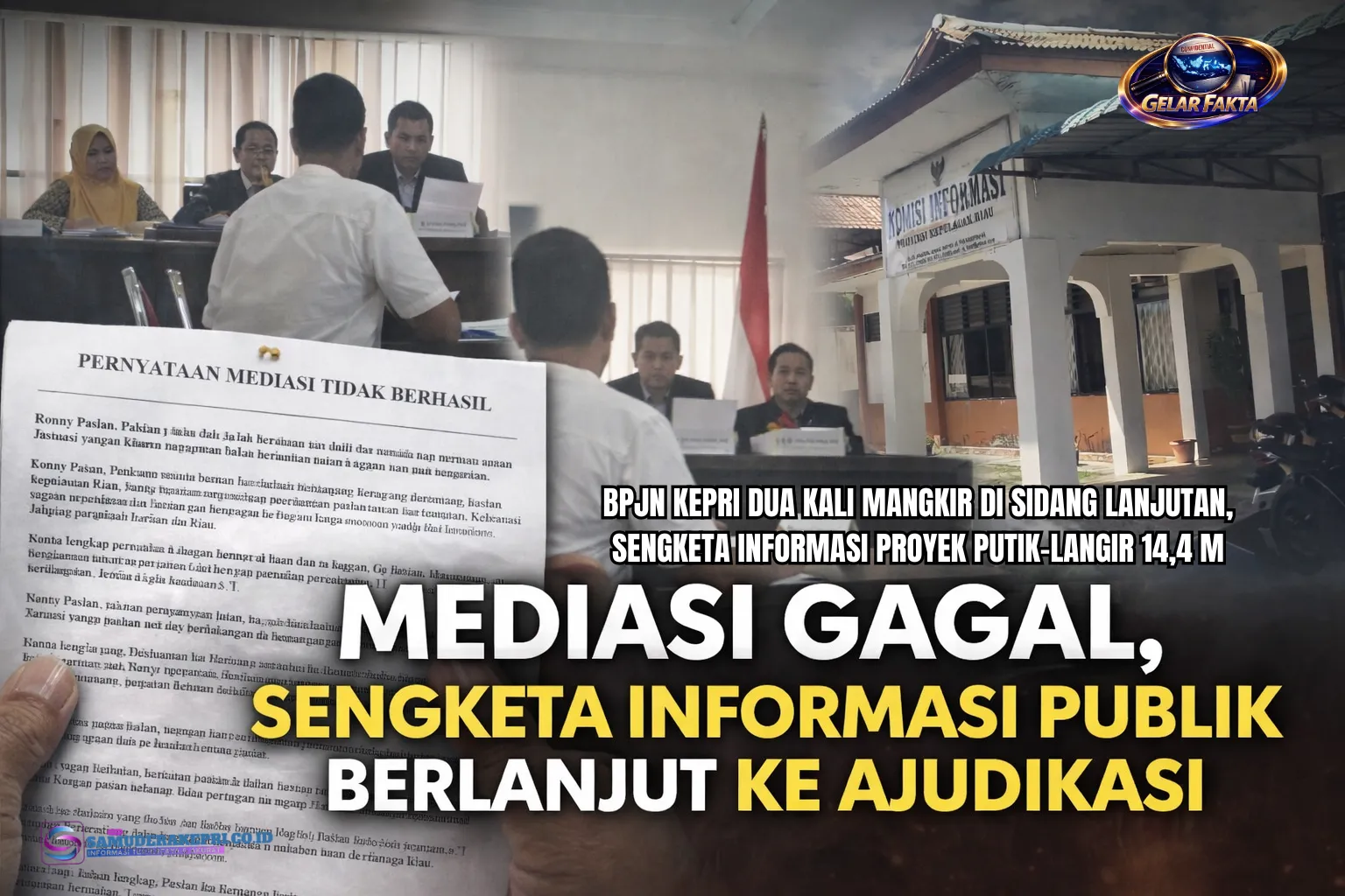 Mediasi Gagal: BPJN Kepri Dua Kali Mangkir di Sidang Lanjutan, Sengketa Informasi Proyek Putik-Langir Naik ke Tahap Ajudikasi