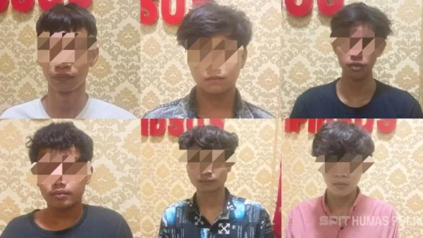 Satreskrim Polres Kudus menangkap 7 pelaku pengeroyokan dan tawuran bersenjata tajam corbek di Desa Karangrowo Undaan yang melukai dua orang.