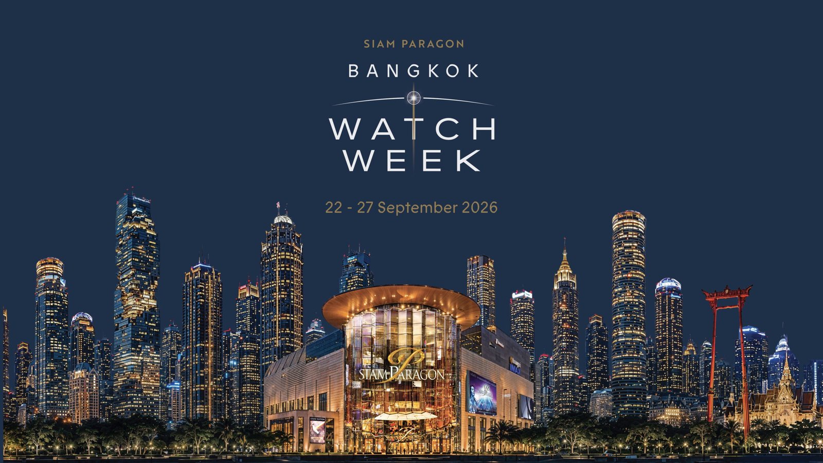 Logo resmi Siam Piwat Group dan ilustrasi kemitraan global bersama The Bureau of Wonders untuk agenda Siam Paragon Bangkok Watch Week 2026.