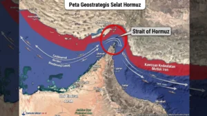 Peta konflik geostrategis Selat Hormuz jalur maritim vital antara kedaulatan mutlak Iran dan Uni Emirat Arab