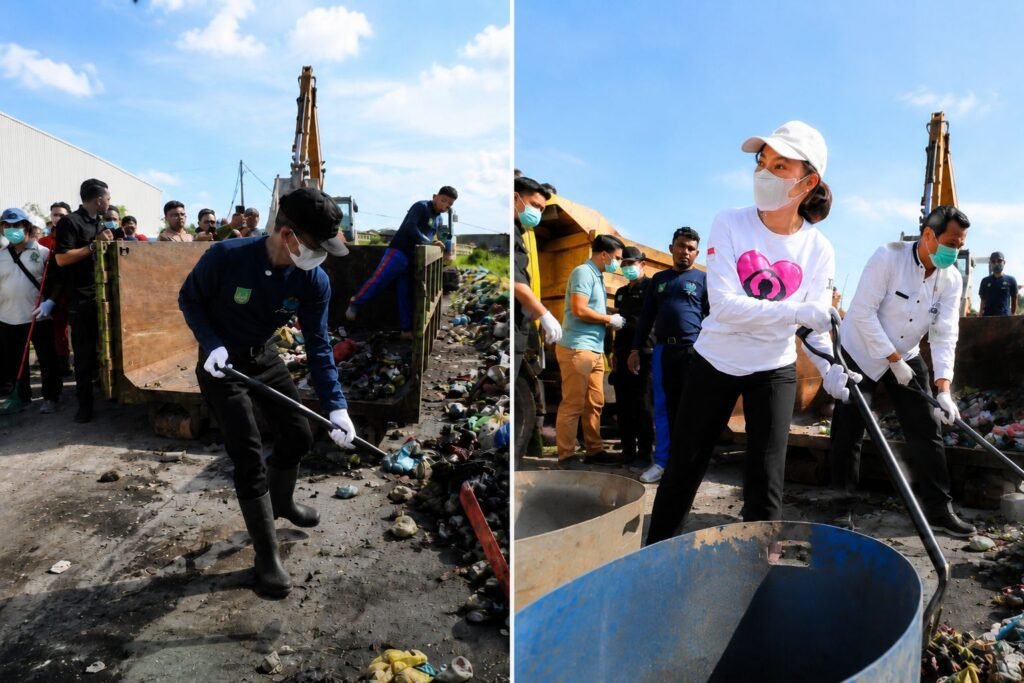 Amsakar-Li Claudia Pimpin Gotong Royong Massal Bersihkan Sampah di Sagulung