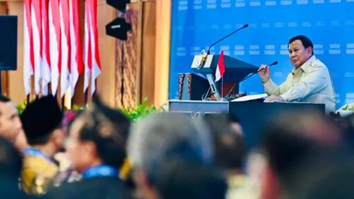 Presiden Prabowo Subianto memberikan arahan tentang tantangan teknologi AI dan solusi bangsa pada penutupan KSTI 2026 di JICC.