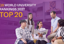 CUHK Sukses Tembus 20 Besar Dunia di QS World University Rankings 2027 Gedung kampus megah The Chinese University of Hong Kong (CUHK) dengan pengumuman masuk 20 besar peringkat dunia QS.