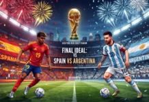 Final Ideal Piala Dunia 2026, Spanyol dan Argentina Rebutkan Takhta Tertinggi Dua tim raksasa sepak bola dunia, Spanyol dan Argentina, bersiap menghadapi laga puncak Final Piala Dunia 2026 di East Rutherford.