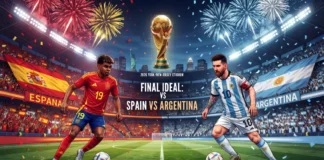 Final Ideal Piala Dunia 2026, Spanyol dan Argentina Rebutkan Takhta Tertinggi Dua tim raksasa sepak bola dunia, Spanyol dan Argentina, bersiap menghadapi laga puncak Final Piala Dunia 2026 di East Rutherford.