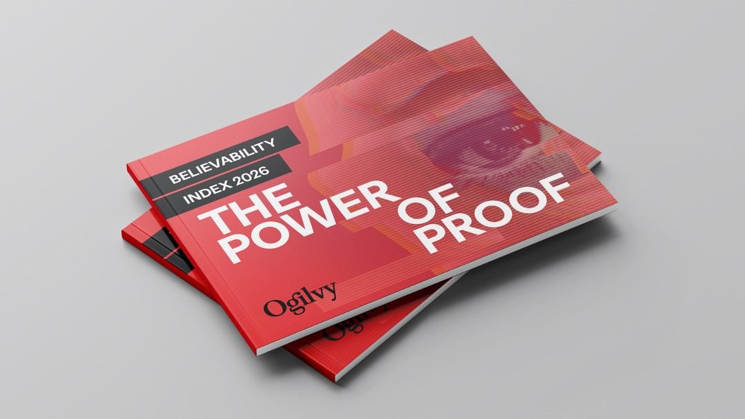 Infografis visual utama laporan riset Ogilvy APAC Believability Index 2026 bertajuk The Power of Proof.