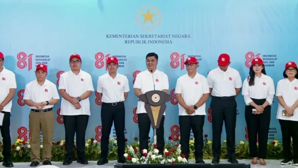 Wamenmensesneg Juri Ardiantoro sampaikan keterangan pers agenda Merdeka Run penutup Bulan Kemerdekaan HUT Ke-81 RI