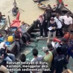 Suasana aksi damai nelayan pesisir Pulau Buru Karimun menyuarakan aspirasi penolakan tambang laut