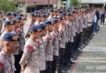 Jaga Kamtibmas, 1.246 Personel Gabungan Amankan Demo Ojol dan Mahasiswa di Monas-DPR Ratusan personel kepolisian Polda Metro Jaya saat melaksanakan apel gelar pasukan pengamanan aksi unjuk rasa di Jakarta Pusat.