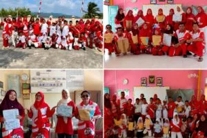 Kemeriahan guru dan siswa SD Negeri 007 Muntai Anambas dalam peringatan HUT ke 81 RI