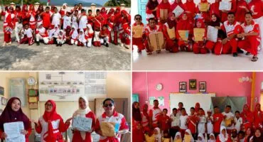 Kemeriahan guru dan siswa SD Negeri 007 Muntai Anambas dalam peringatan HUT ke 81 RI