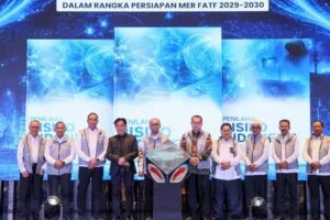 Pimpinan KPK PPATK dan Kemenko Kumham Imipas saat peluncuran Penilaian Risiko Nasional TPPU 2026 di Jakarta