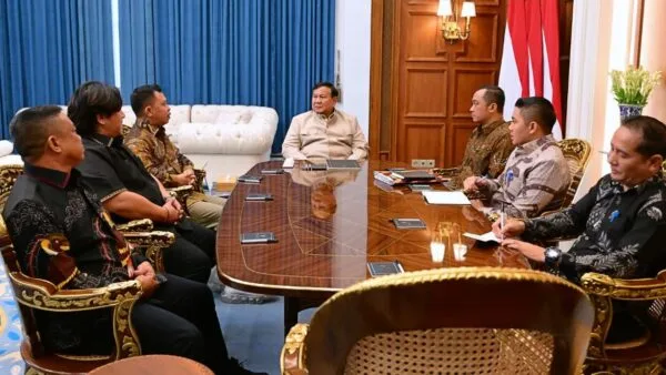 Presiden Prabowo Subianto menerima kunjungan Panglima Jilah di Istana Merdeka Jakarta.