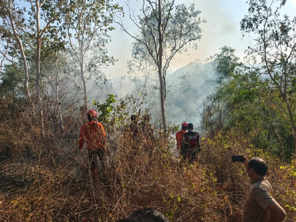 Empat Pelajar Terjebak Kebakaran Gunung Orak-Arik Dievakuasi