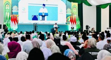 Presiden Prabowo Subianto menyampaikan pidato penutupan Muktamar ke 35 NU di Ponpes Bahrul Ulum Jombang