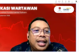 Tangkapan layar suasana pertemuan virtual acara Edukasi Wartawan terkait Analisis Fundamental Saham oleh Mandiri Sekuritas